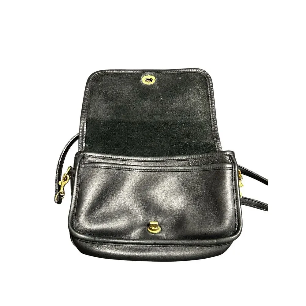 Vintage Coach Black Leather Small Pocket Purse Crossbody Bag 9755 - Picture 4 of 7